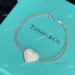 T I F F I NY & C o Heart Tag Double Chain Bracelet S925 with Diamonds